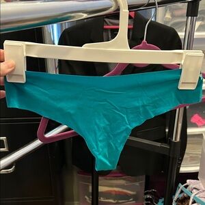 Teal no show lace back thong